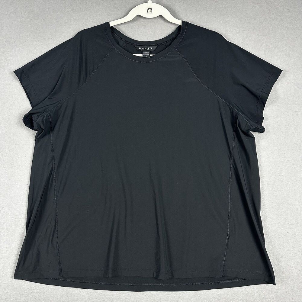 Athleta Ultimate Train Tee T-Shirt Women's 1X Black Short Sleeve Gym Workout